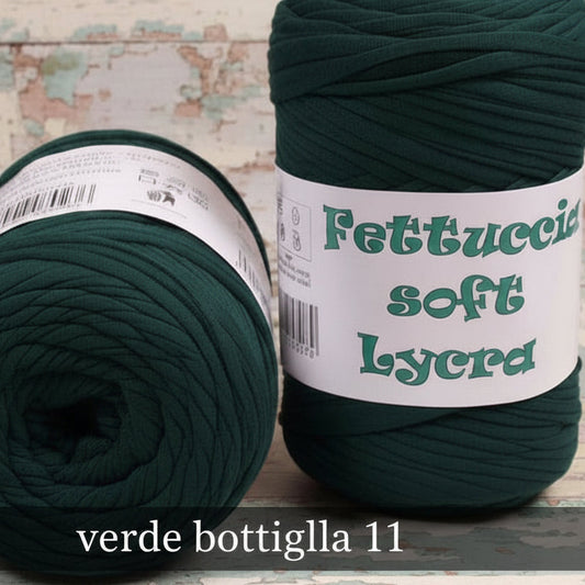 verde bottiglia colore 11 crochet shop lycra soft fettuccia borse uncinetto merceria accessori servizio mas produttore PL4000 poliestere con elastane morbida uso crochet pochette clutch bags abbigliamento moda shopper cestini