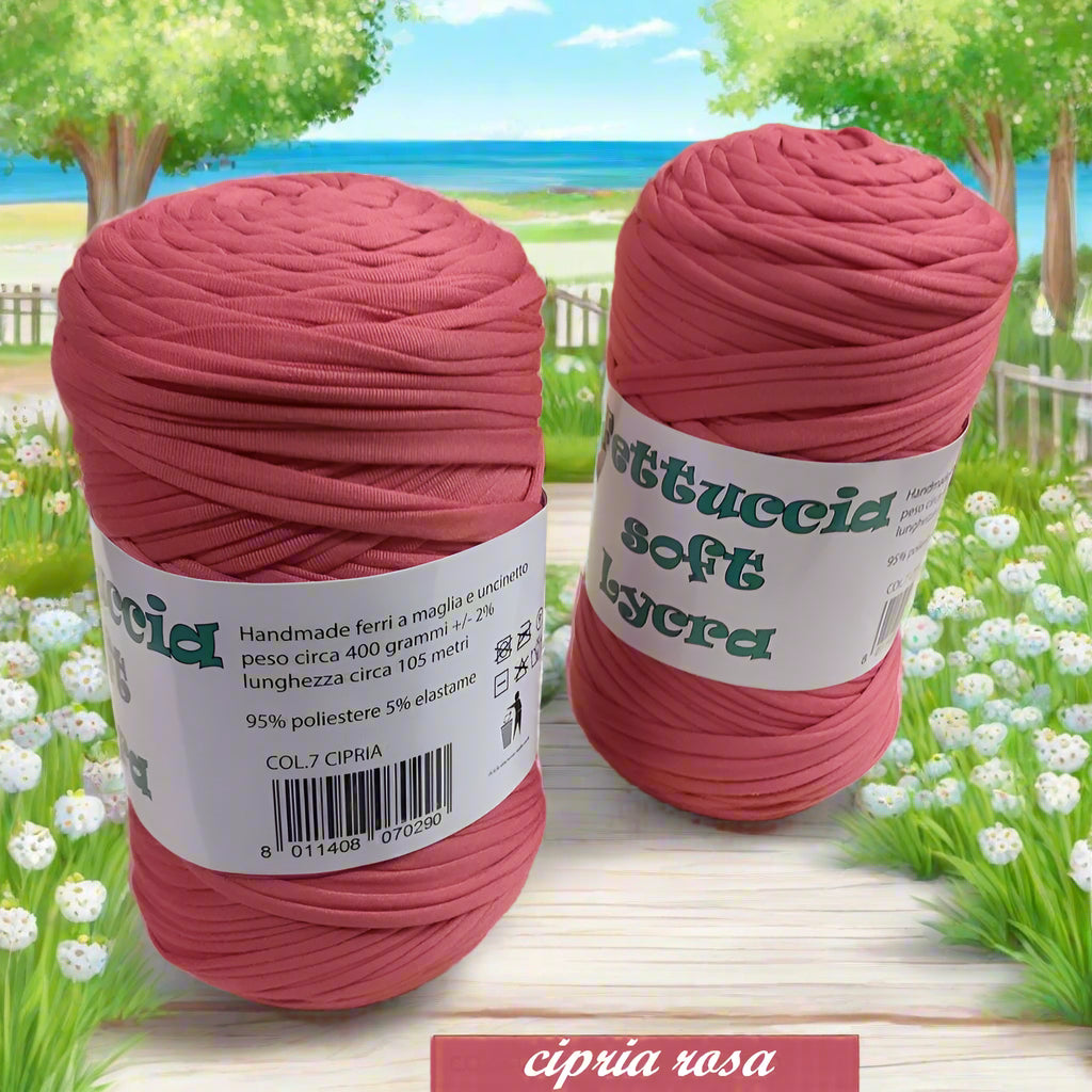 rosa cipria colore 7 crochet shop lycra soft fettuccia borse uncinetto merceria accessori servizio mas produttore PL4000 poliestere con elastane morbida uso crochet pochette clutch bags abbigliamento moda shopper cestini