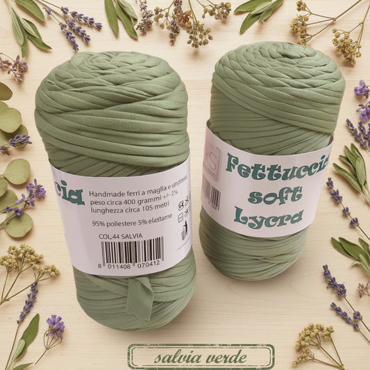 salvia verde colore 44 crochet shop lycra soft fettuccia borse uncinetto merceria accessori servizio mas produttore PL4000 poliestere con elastane morbida uso crochet pochette clutch bags abbigliamento moda shopper cestini