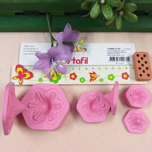 stafil 719999-31120 set 3 formine doppie 2.5 3.5 5 cm per fiori giglio di fommy gomma crepla eva come creare fiorellini bomboniere