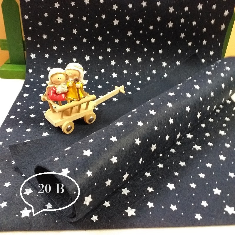 blu e bianco pannolenci feltro morbido fantasia stampato stelle e stelline per Natale decorazioni fuoriporta addobbi albero ghirlanda centrotavola natalizio fondale presepe