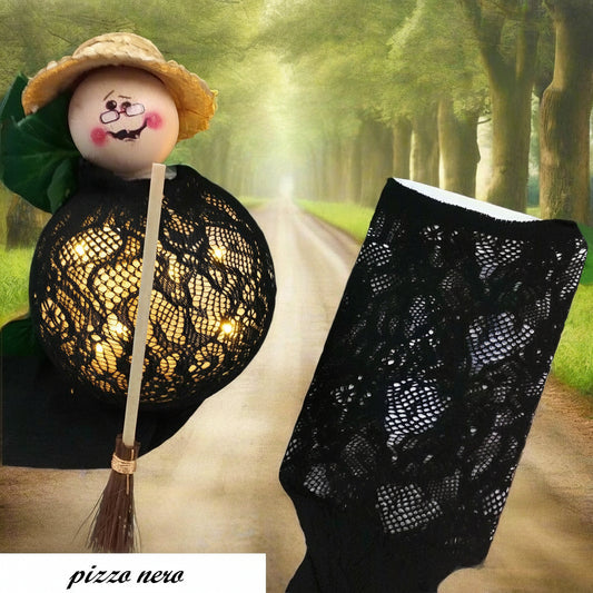 rete pizzo nero tubolari Stafil tessuto elasticizzati uso rivestire uova pasquali creare decorazioni natale sfere palline albero streghette halloween befana epifania carnevale