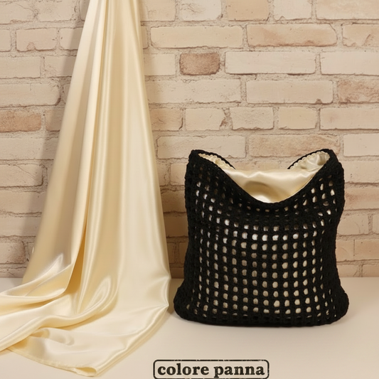colore panna tessuto stoffa in raso poliestere lucido opaco per abbigliamento borse uncinetto sacchetto interno pochette a rete nera