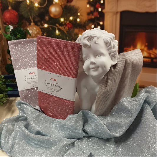 stoffa glitter tessuto lurex sparkling brillantinato stafil 50 x 55 cm vetrina statua angelo idea decorazioni pasqua natale scampoli da hobbistica per creazioni addobbi uso fondale Presepe cucito creativo bambole di pezza pupazzo composizioni fiori centrotavola