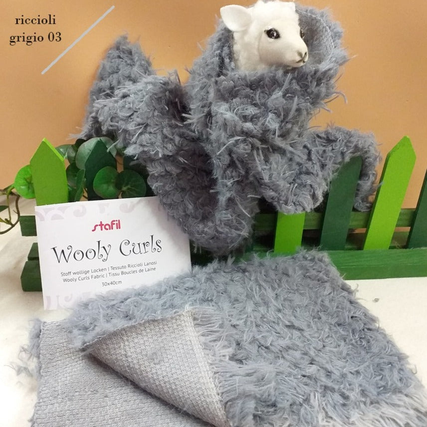 colore grigio tessuto nastro peluche riccioli lana pelo corto uso fai da te barba gnomi natalizi creare bambole orsi animali cagnolini pupazzi natale per decorazioni albero con pellicciotto ecologico sintetico