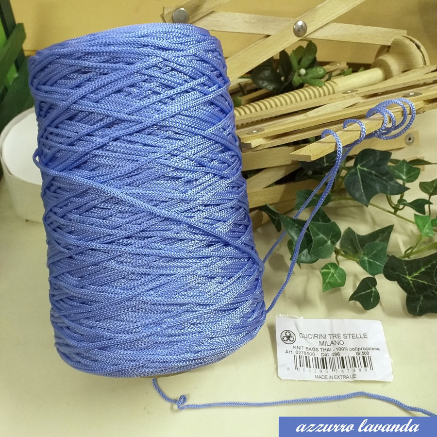 azzurro lavanda moda abbigliamento autunno colori cordino Thai borse uncinetto Cucirini Tre Stelle rocca 500 grammi uso crochet pochette amigurumi di corda pupazzi bambole cordoncino