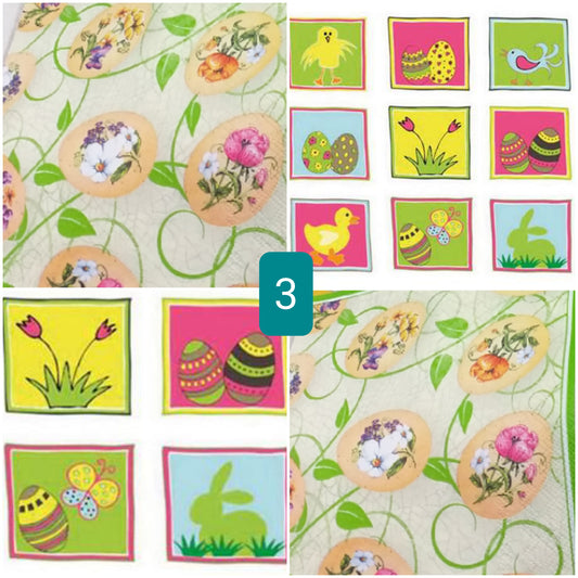 uova fiori pulcini ovetti tulipani coniglietti tovaglioli di carta per decoupage Pasquale