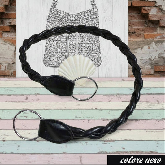 colore nero manico borse ecopelle intrecciato estivo con accessori di chiusura gancio anello uso per pochette clutch bags borsette lavorazione artigianale fatte a mano uncinetto di fettuccia corda rafia macramè cordino thai