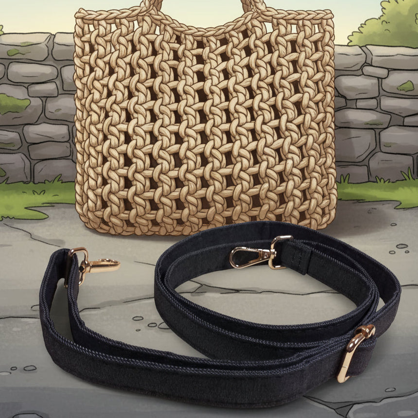 Tracolla jeans/ecopelle ganci per pochette borse uncinetto