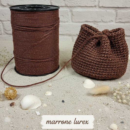 marrone oro tripolino thai cordino lurex brillantinato lamè glitter per bijoux borse uncinetto progetti amigurumi crochet cordoncino Natale bags luccicanti dorate clutch pochette sera cerimonia