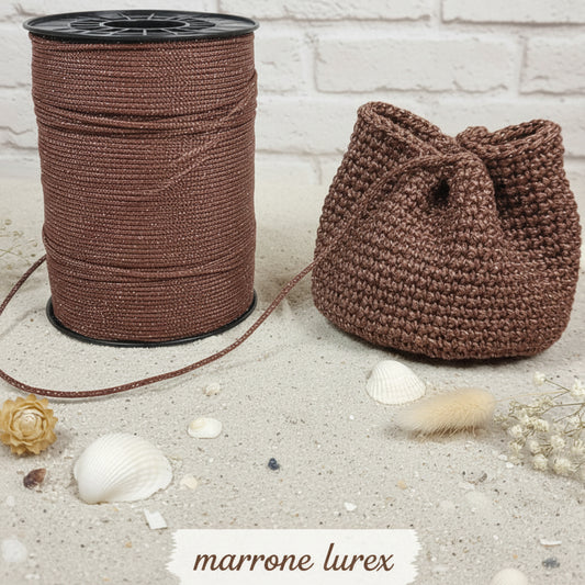 marrone oro tripolino thai cordino lurex brillantinato lamè glitter per bijoux borse uncinetto progetti amigurumi crochet cordoncino Natale bags luccicanti dorate clutch pochette sera cerimonia