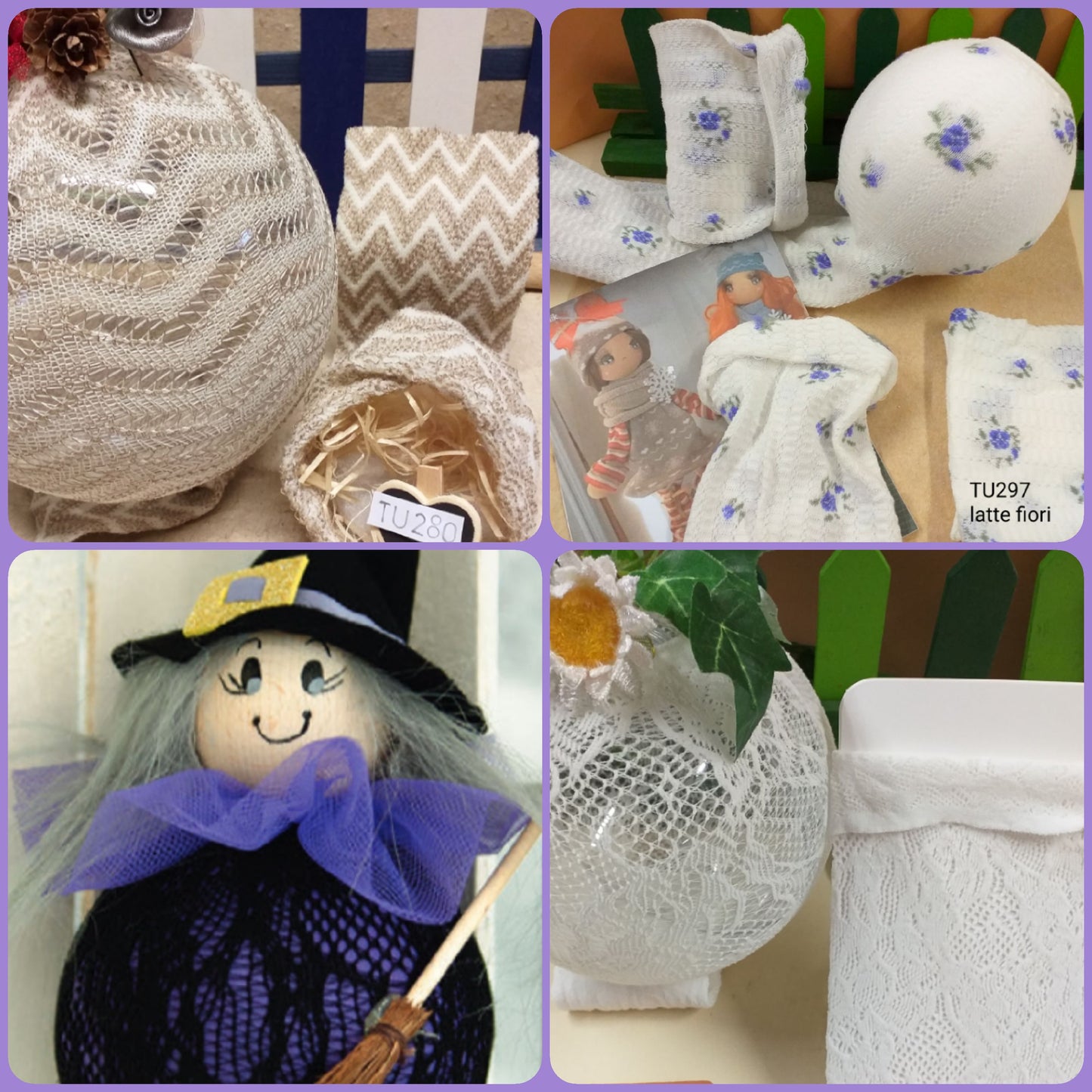 bianco lilla nero tubolari Renkalik pizzo rete traforato colorati tessuto elasticizzato di maglina ad uso rivestire uova pasquali palline sfere addobbi albero natale con fiori rose o creare decorazioni pino abete