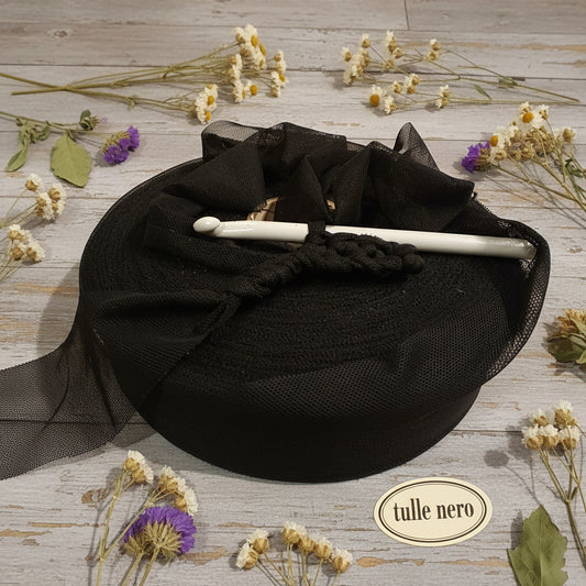 fettuccia tulle leggero elastan elastico rondella pizza uso crochet uncinetto bags borse pochette clutch elasticizzata morbida alta abbigliamento
