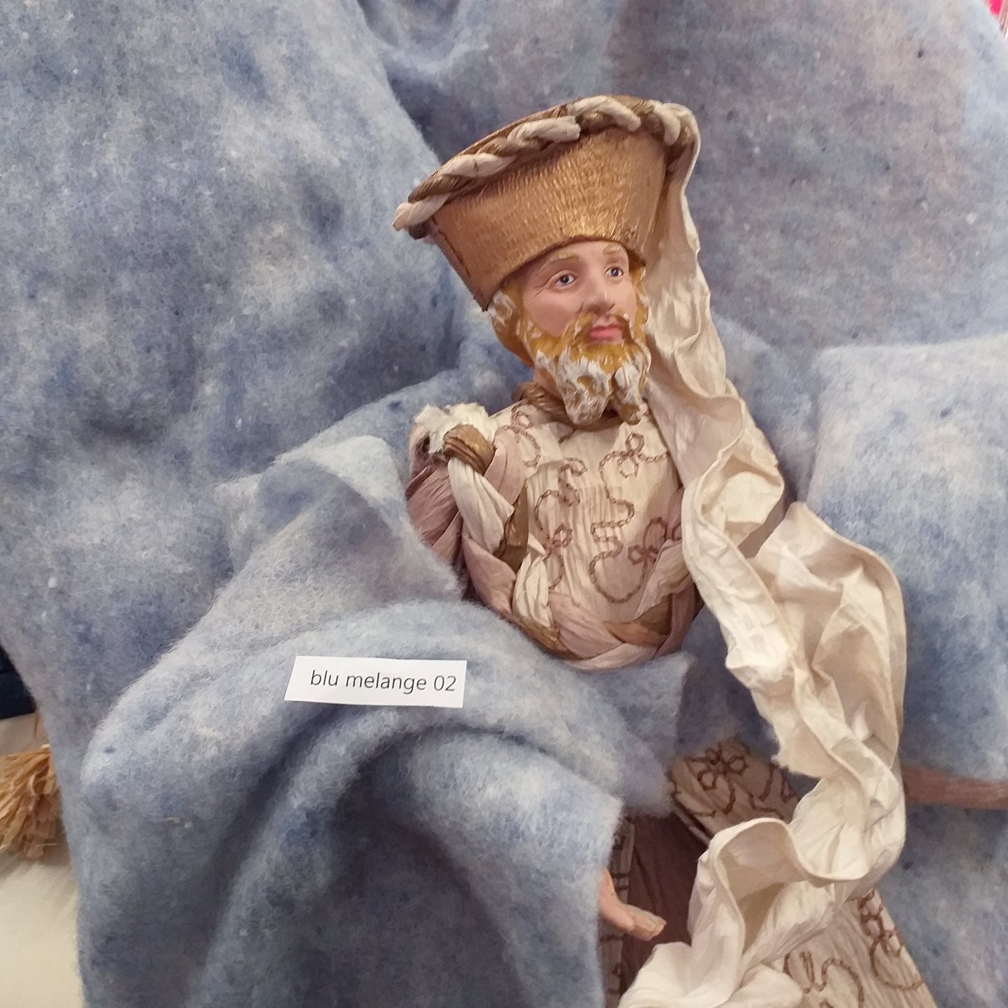 blu melange rotoli feltro vello di lana Stafil-Lehner Filz Ultima Wolle tessuto morbido modellabile panno 4 mm uso per idee natalizie presepe ambientazione vetrinistica packaging allestimento albero Natale