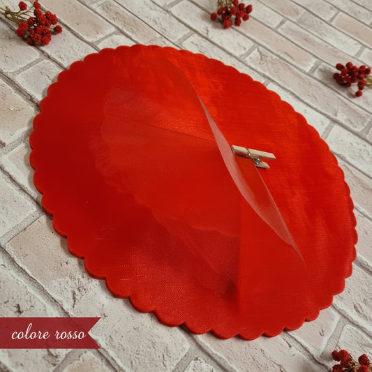 rosso colore tulle bomboniere fai da te tondo velo di fata organza smerli veletti centrini cerchi per confetti confezionare oggetti sacchetti uso hobbistica creativa lavoretti cucito bambole