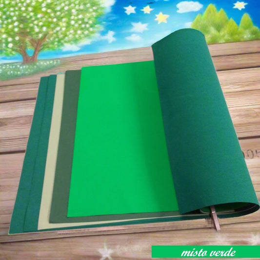 misto verde chiaro scuro muschio smeraldo pastello gomma eva crepla per creare fiori di fommy seta sottile 0.7 mm uso realizzare foglie rose