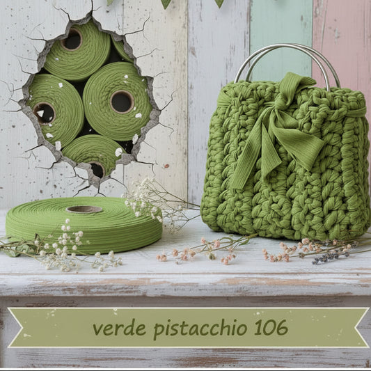 verde pistacchio lycra-soft pizza fettuccia elasticizzata morbida borse uncinetto sottile uso crochet bags clutch pochette abbigliamento moda bustine
