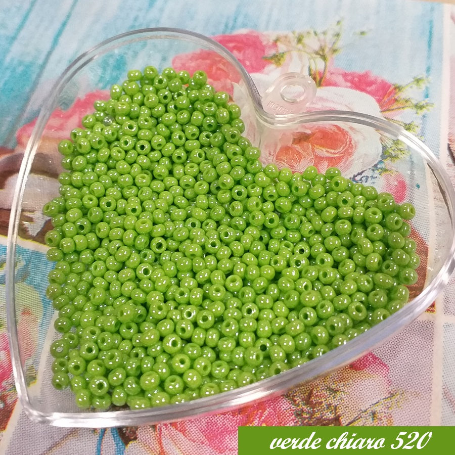 vetro perlato verde cromo chiaro perline rocailles conteria uso per mix bonsai piantine alberelli animaletti tecnica veneziana foglie di fiori piante e alberi