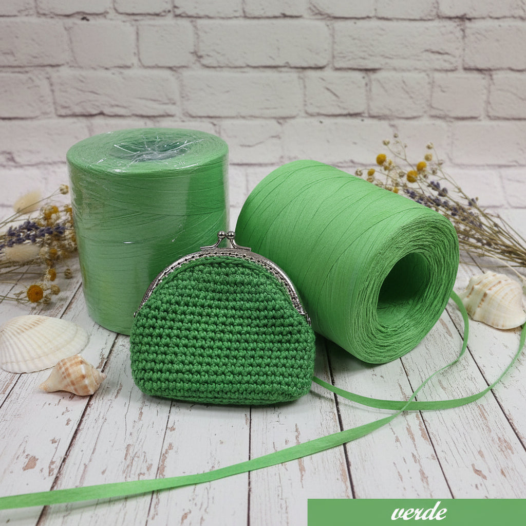 verde rotolo rocca rafia naturale vegetale di cellulosa R600 merceria accessori servizio uso uncinetto crochet bag borse estive cappelli spiaggia mare abbigliamento moda