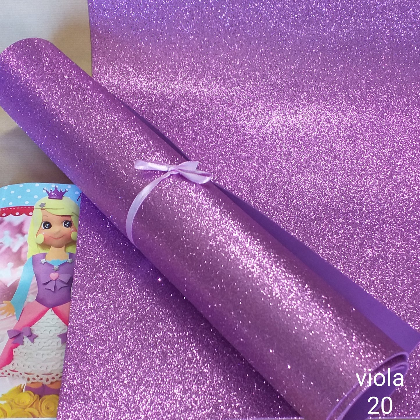 fommy glitter viola 20 gomma crepla brillantinata glitterata uso hobbistica creativa confezionamento packaging vetrinistica lavoretti natalizi cake topper torte principino