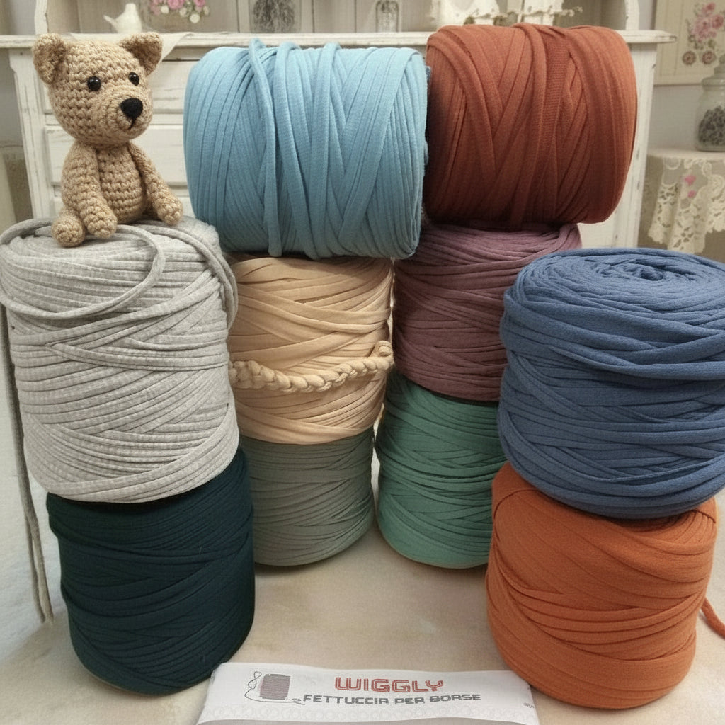 Wiggly Cucirini 95% Eco cotone/lycra fettuccia uncinetto borse