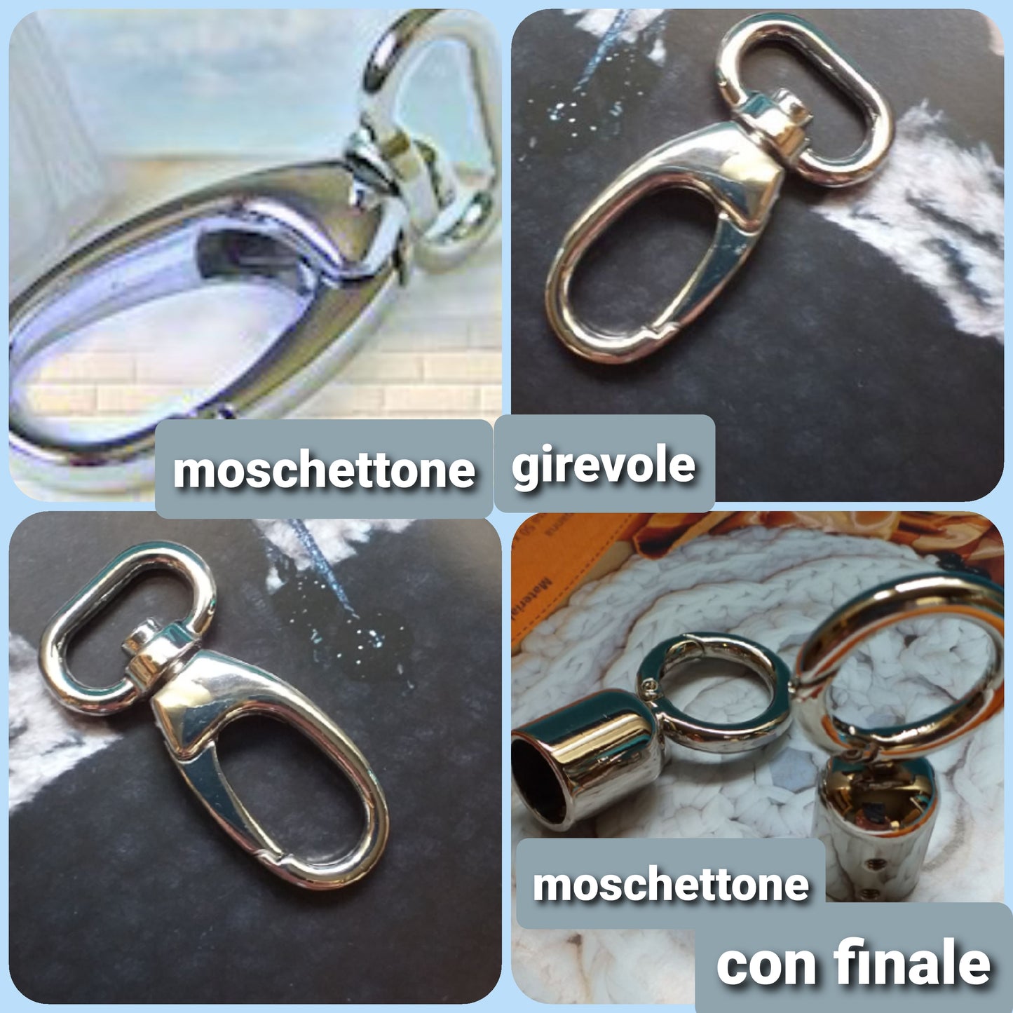 moschettoni per borse girevoli chiusure ganci con attacco finale bocciolo accessori artigianato e fai da te uncinetto