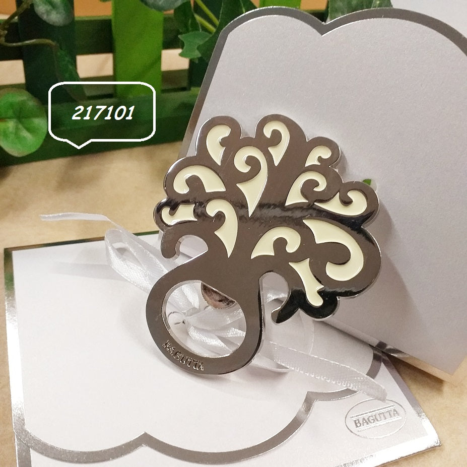 stock bomboniere matrimonio apribottiglie cavatappi albero della vita bianco con bustina da confezionare fai da te