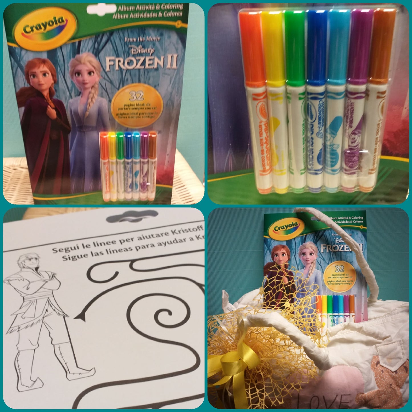 Frozen II Disney Movie scrapbooking bambini giochi creativi album disegno pittura pennarelli mini colori borsa confezione idea regalo