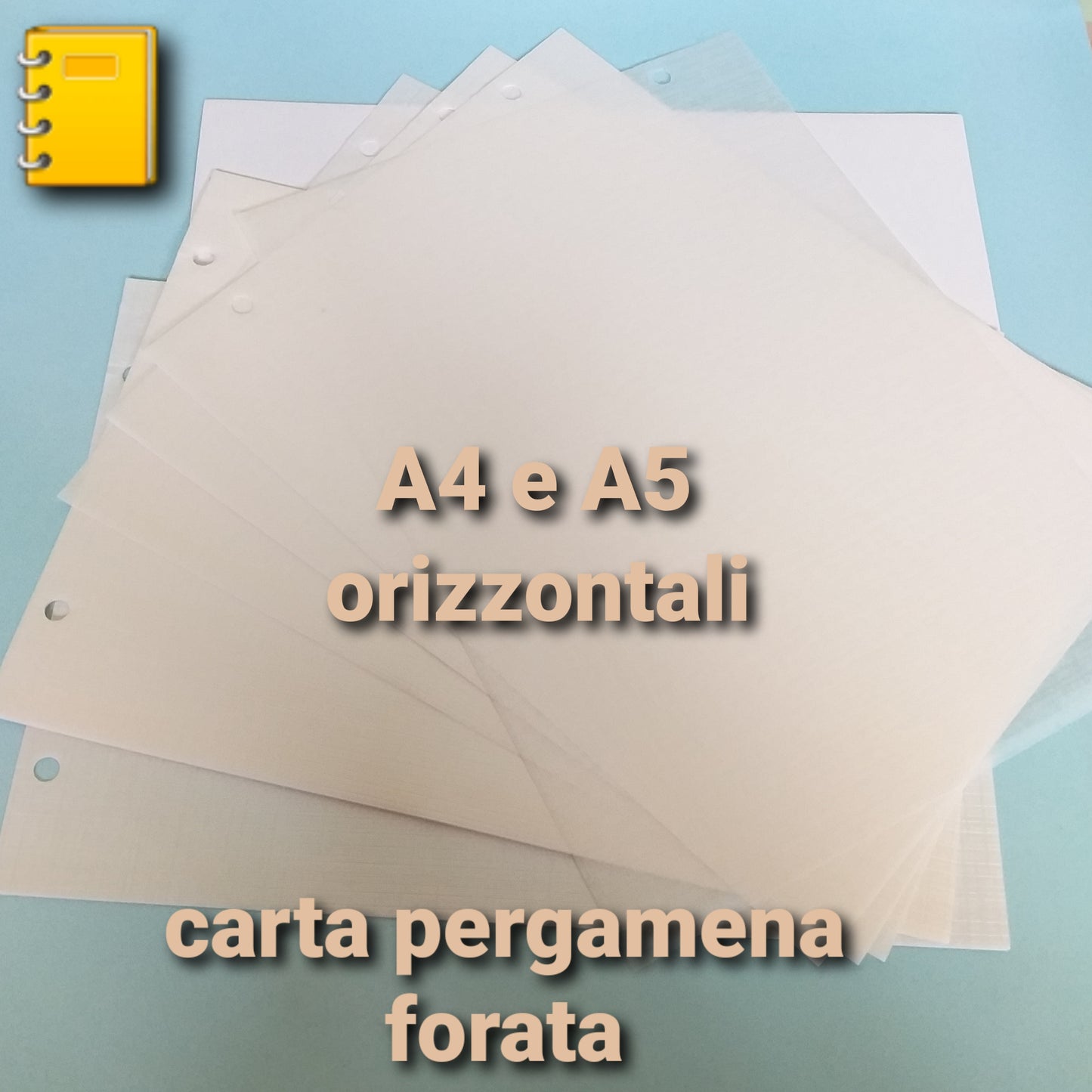 Fogli carta pergamena velina interni cartonaggio album scrapbooking foto A4 e A5 orizzontali