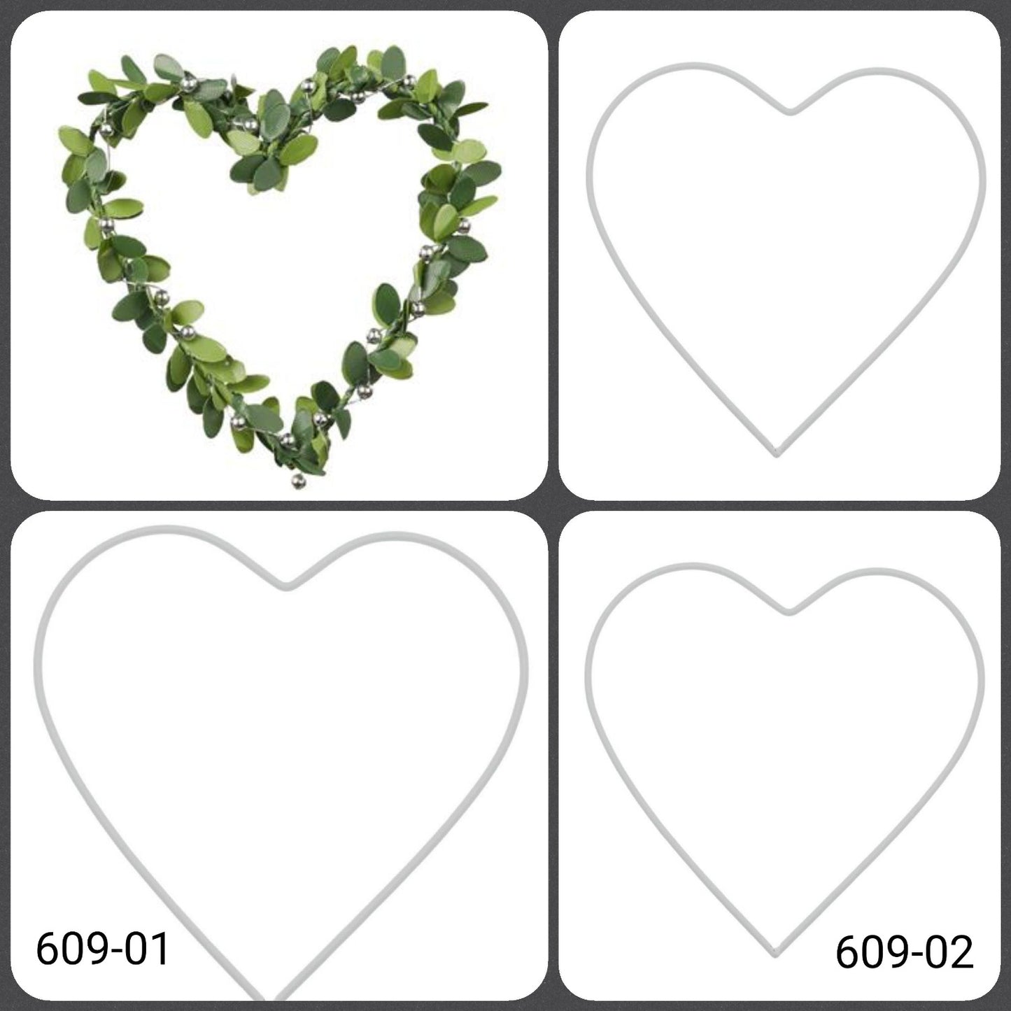 cuori forme anelli piccoli grandi di metallo bianco decorativi in ferro strutture uso creare ghirlande natalizie uncinetto macramè centrini giostrine acchiappasogni pasquali con piante artificiali