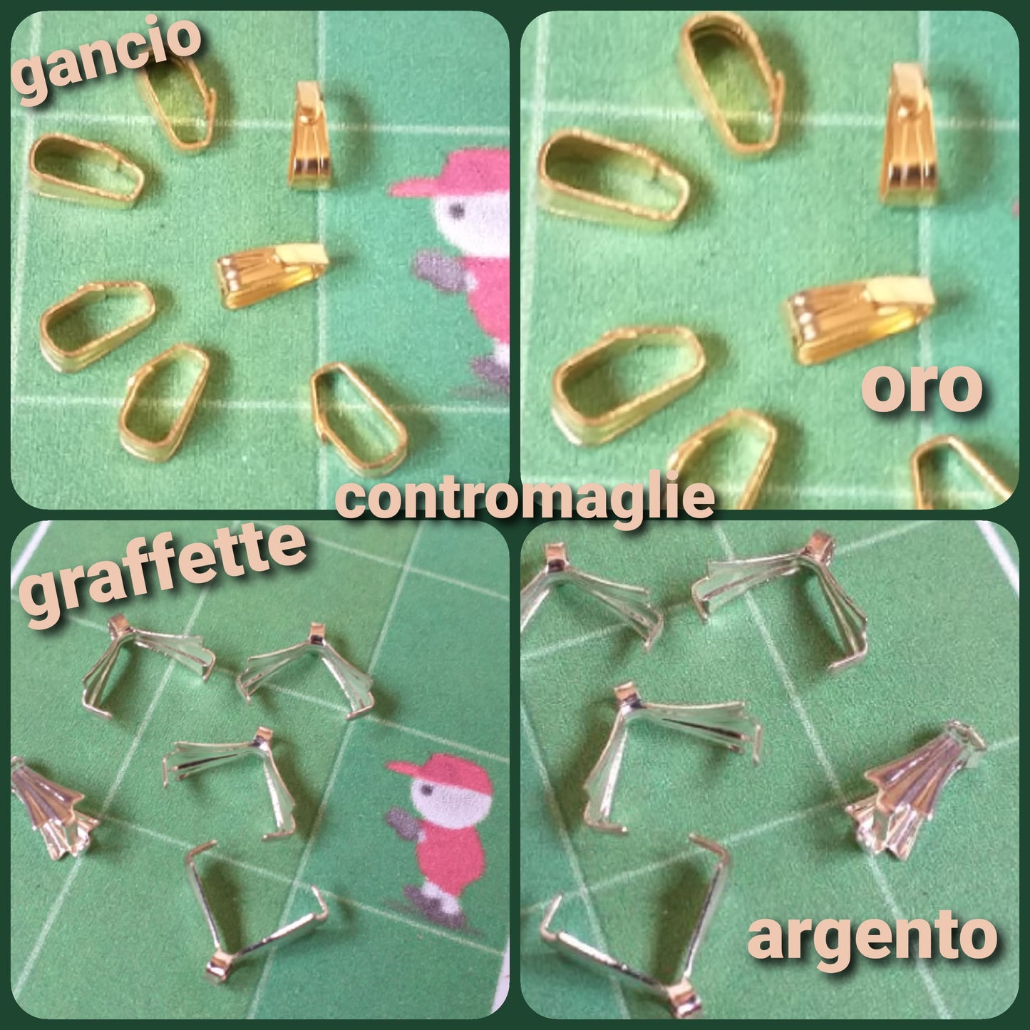 contromaglie anellini graffette e gancio minuterie bijoux fai da te lavorazione perline gioielli