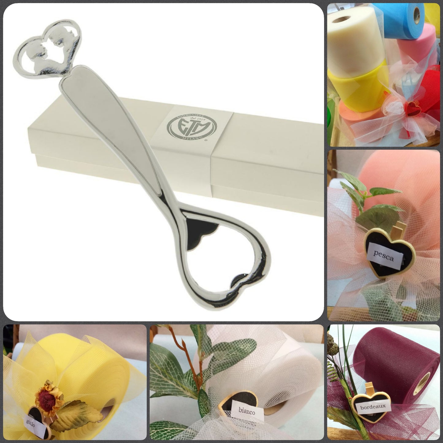 quali colori per confezionamento ricordini lui lei coppia sposi outlet oggettistica lotto vendita offerta negozio online stock bomboniere matrimonio apribottiglie cavatappi