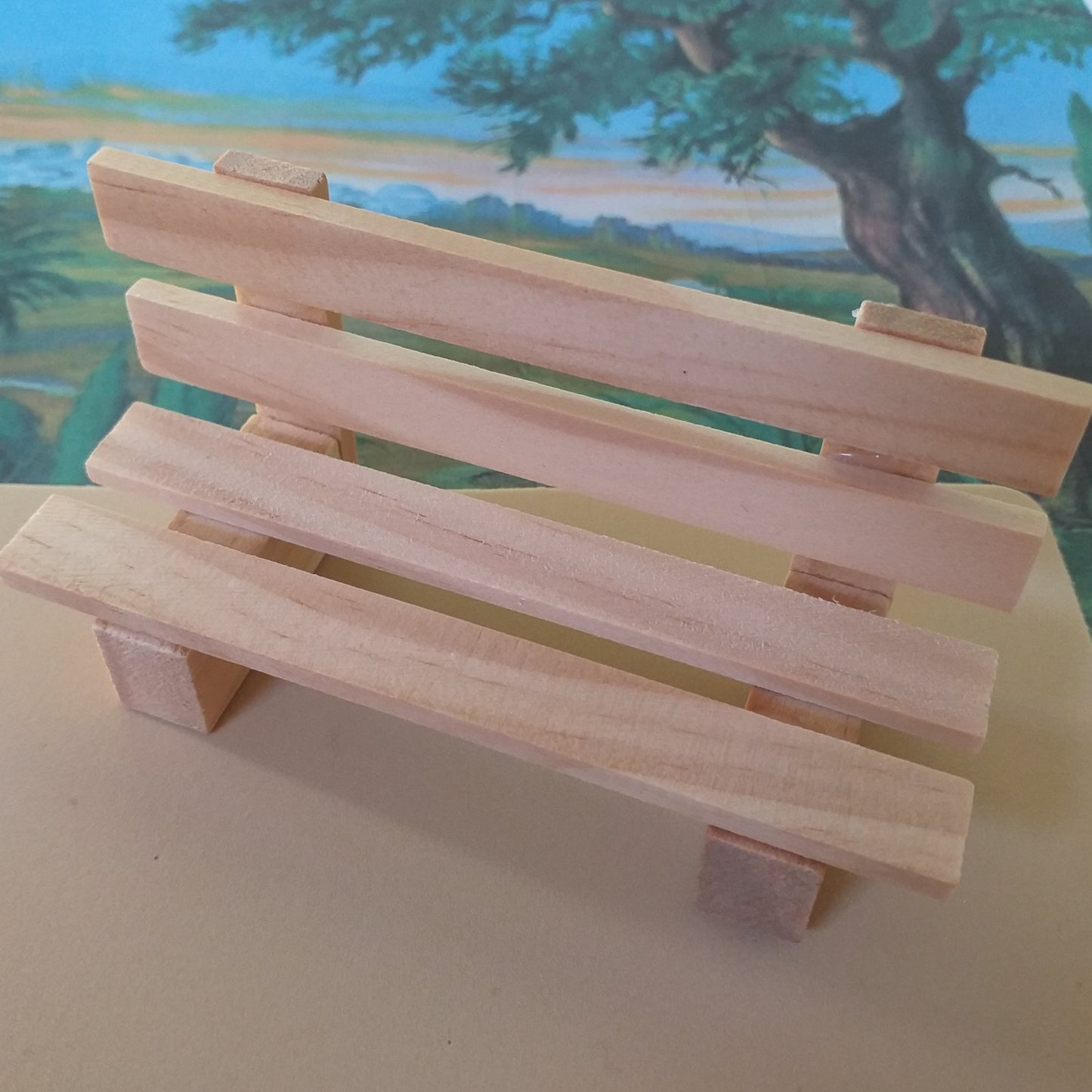 panchina legno arredi Presepe accessori miniature mini giardino diy decorazioni artigianali per micro paesaggio piante bonsai ambientazione scenografie alberelli perline