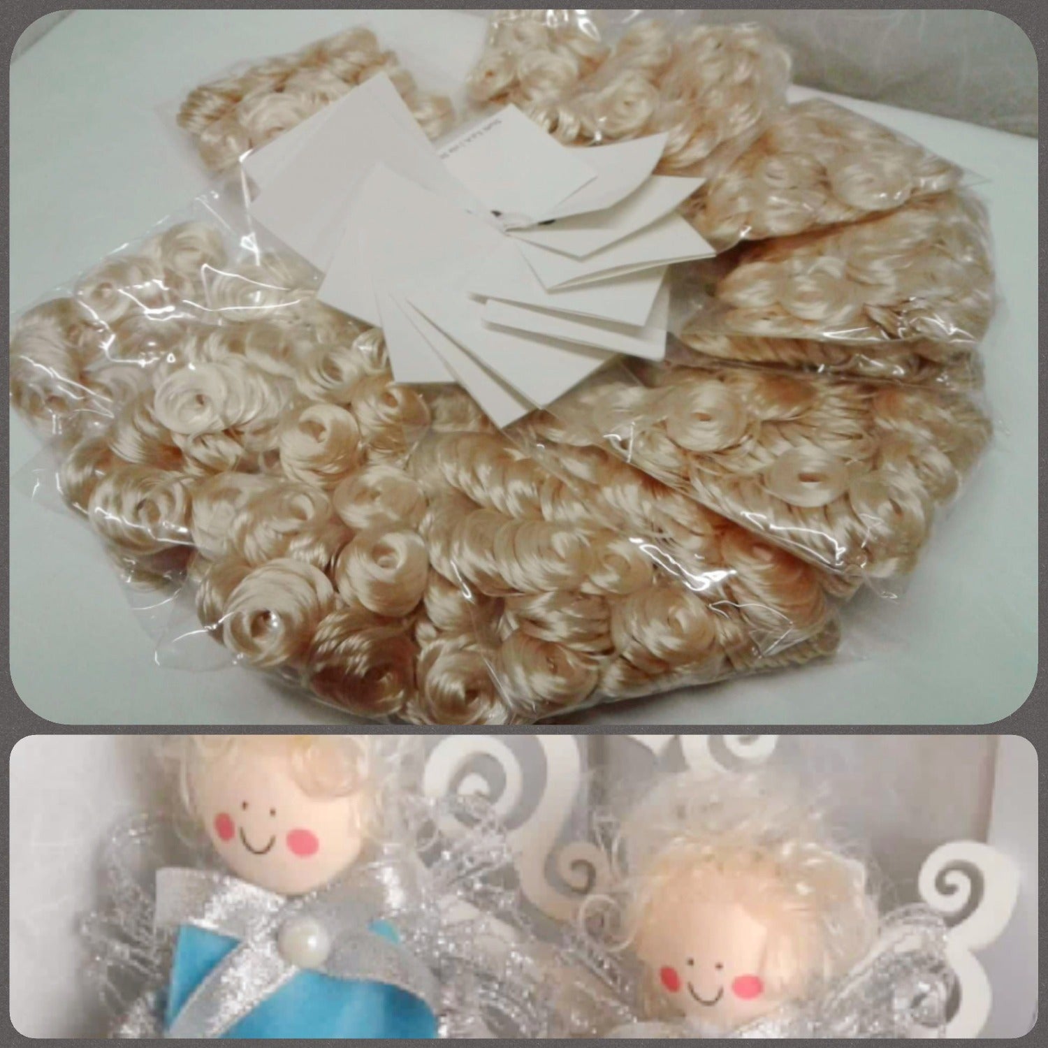 boccoli biondi fai da te pigotte celeste con capelli sintetici per bambole di stoffa pezza con acconciature parrucca bionda