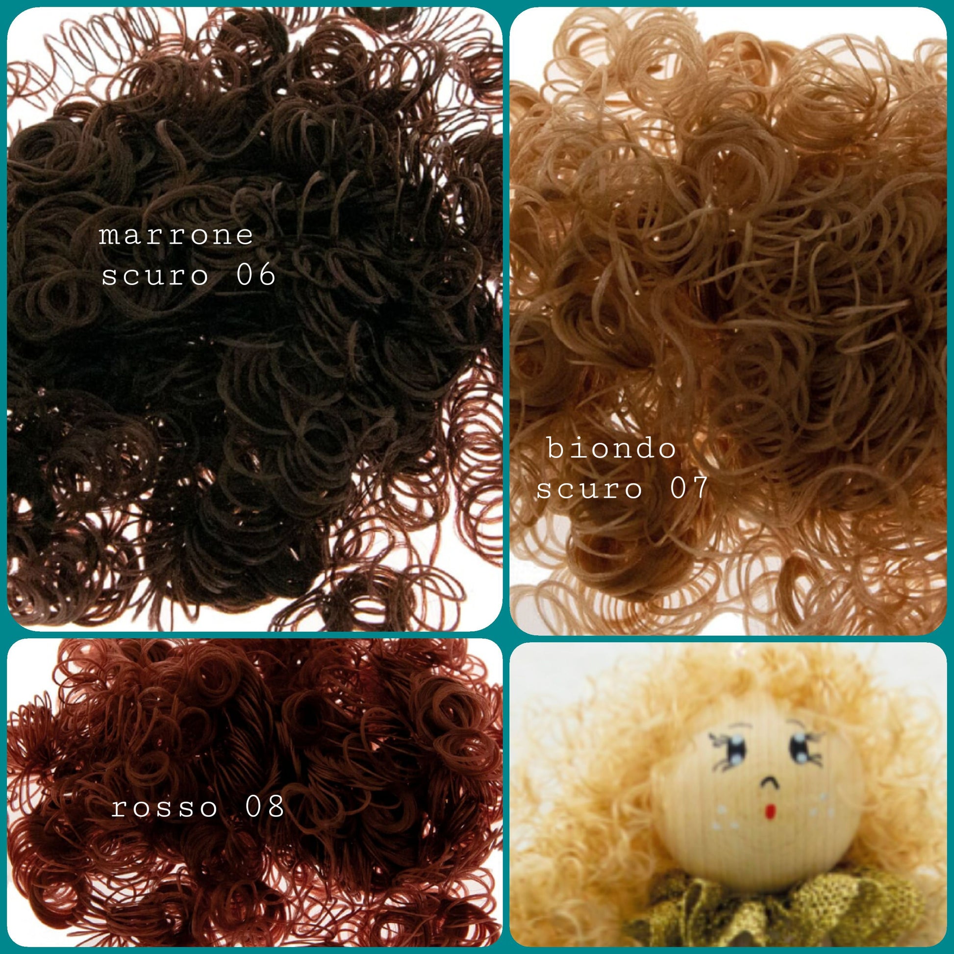 Marrone biondo scuro rosso boccoli riccioli capelli sintetici per bambole di pezza stoffa Amigurumi uncinetto fai da te pigottine acconciatura parrucca