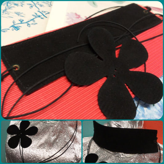 base per collana ecopelle colore nero componenti bigiotteria con chiusura di cordoncino, girocollo con fiore da cucire per incollare perline ciondoli charms