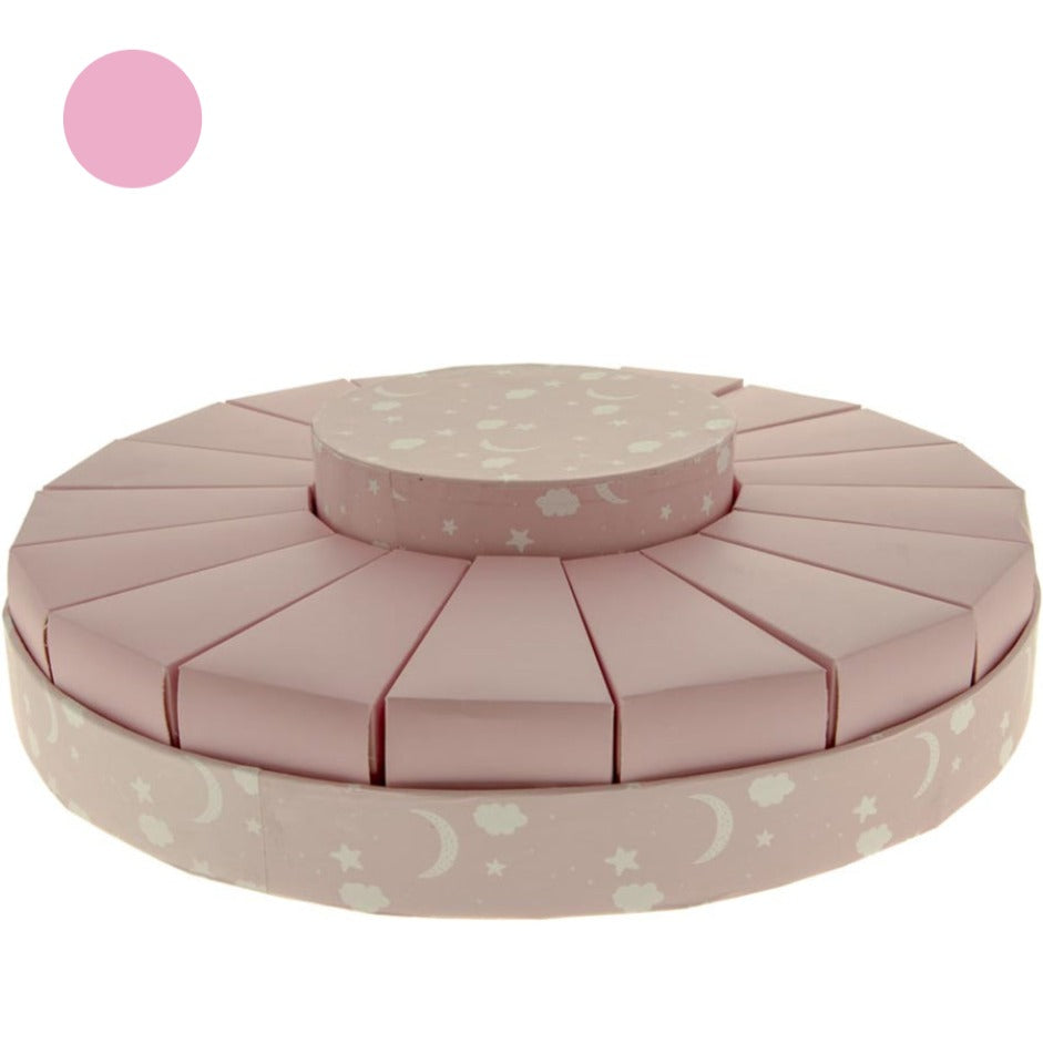 rosa luna stelle torta bomboniera vuota struttura base da confezionare con confetti in ogni scatolina forma fetta per Prima Comunione Cresima battesimo nascita babyshower bimba femminuccia