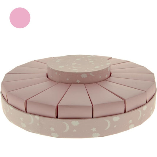 rosa luna stelle torta bomboniera vuota struttura base da confezionare con confetti in ogni scatolina forma fetta per Prima Comunione Cresima battesimo nascita babyshower bimba femminuccia
