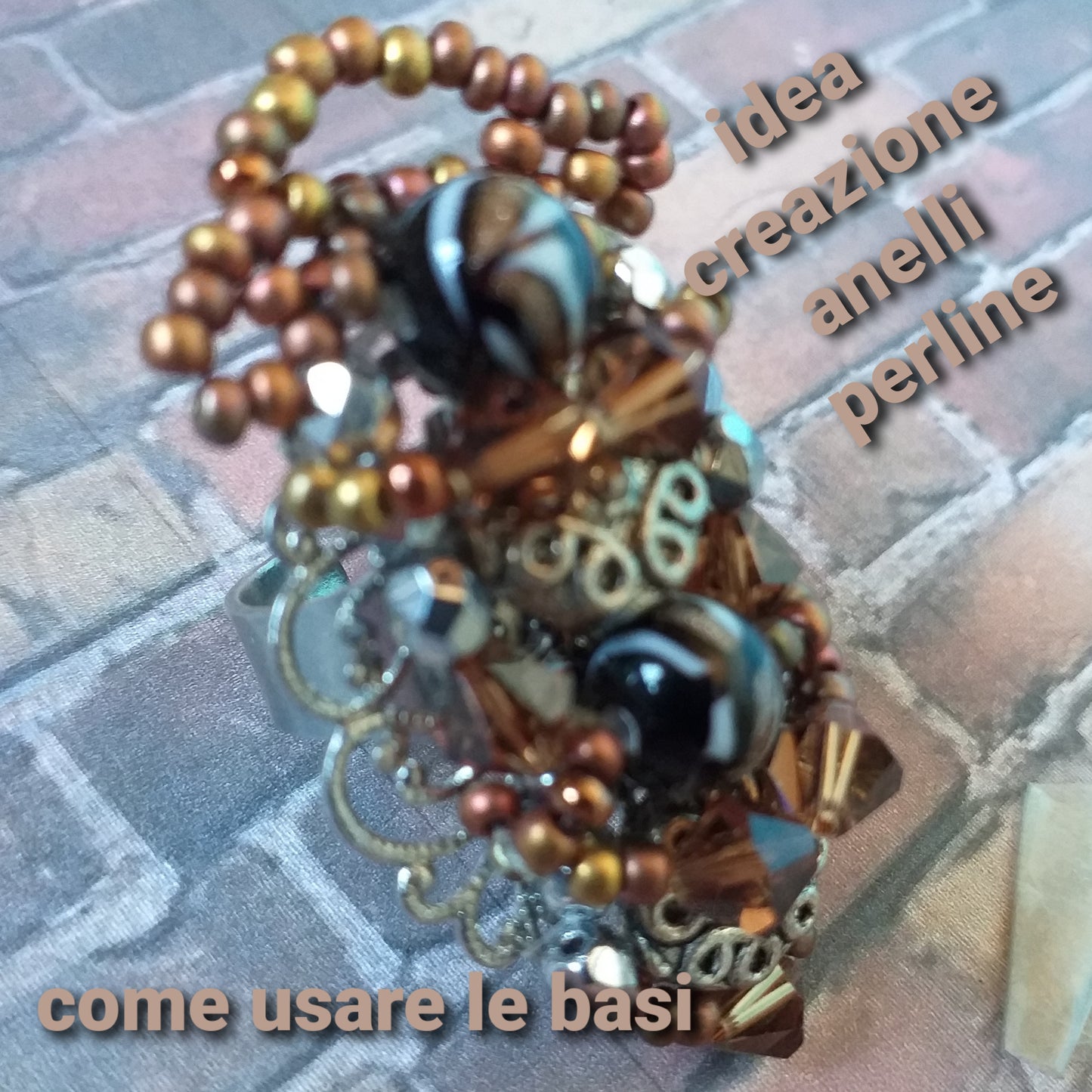 Idea creazione anelli perline Come usare le basi con Castone porta cabochon