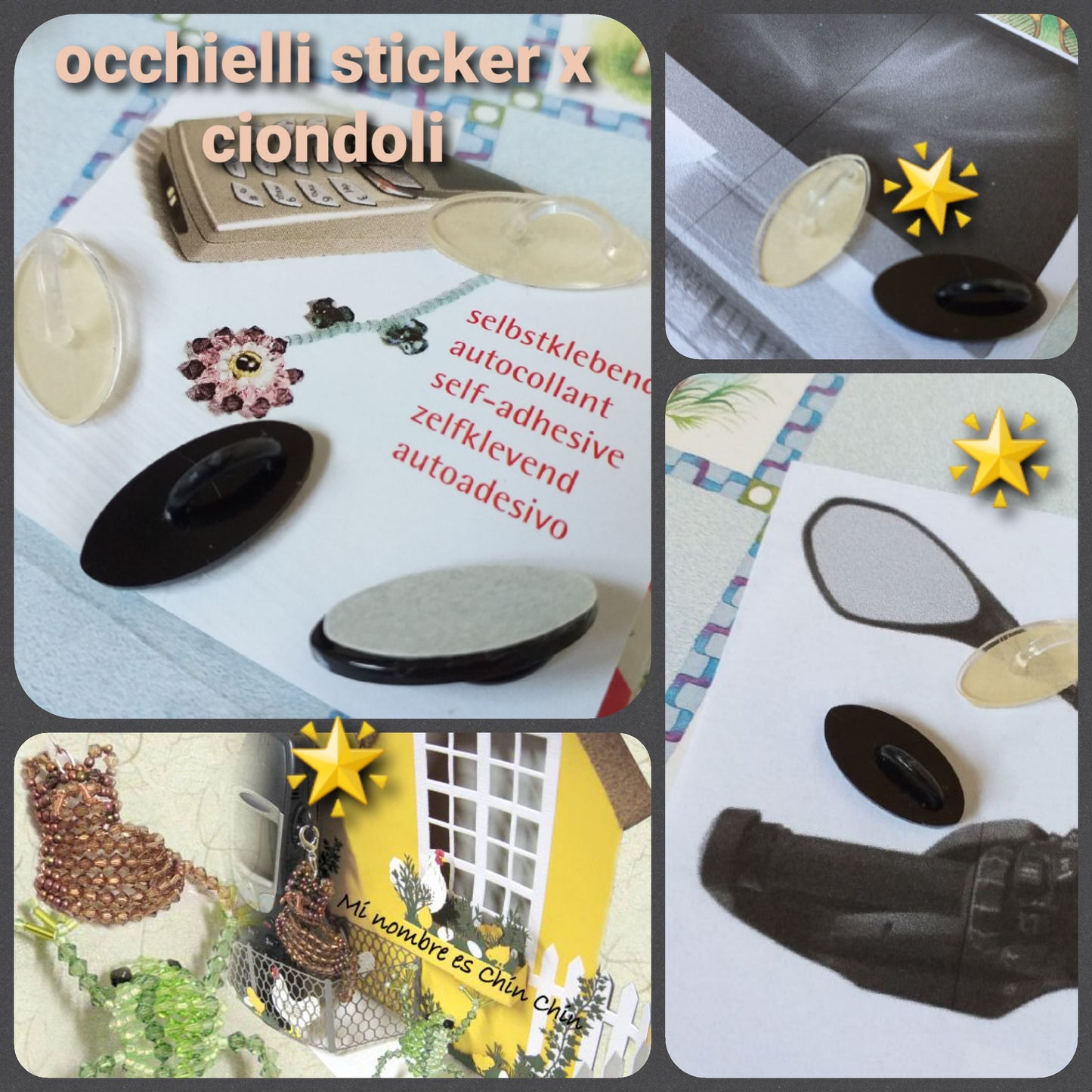 basi bigiotteria per ciondoli di perline swarovski sticker occhielli adesivi per cellulare tablet pc specchietti auto moto