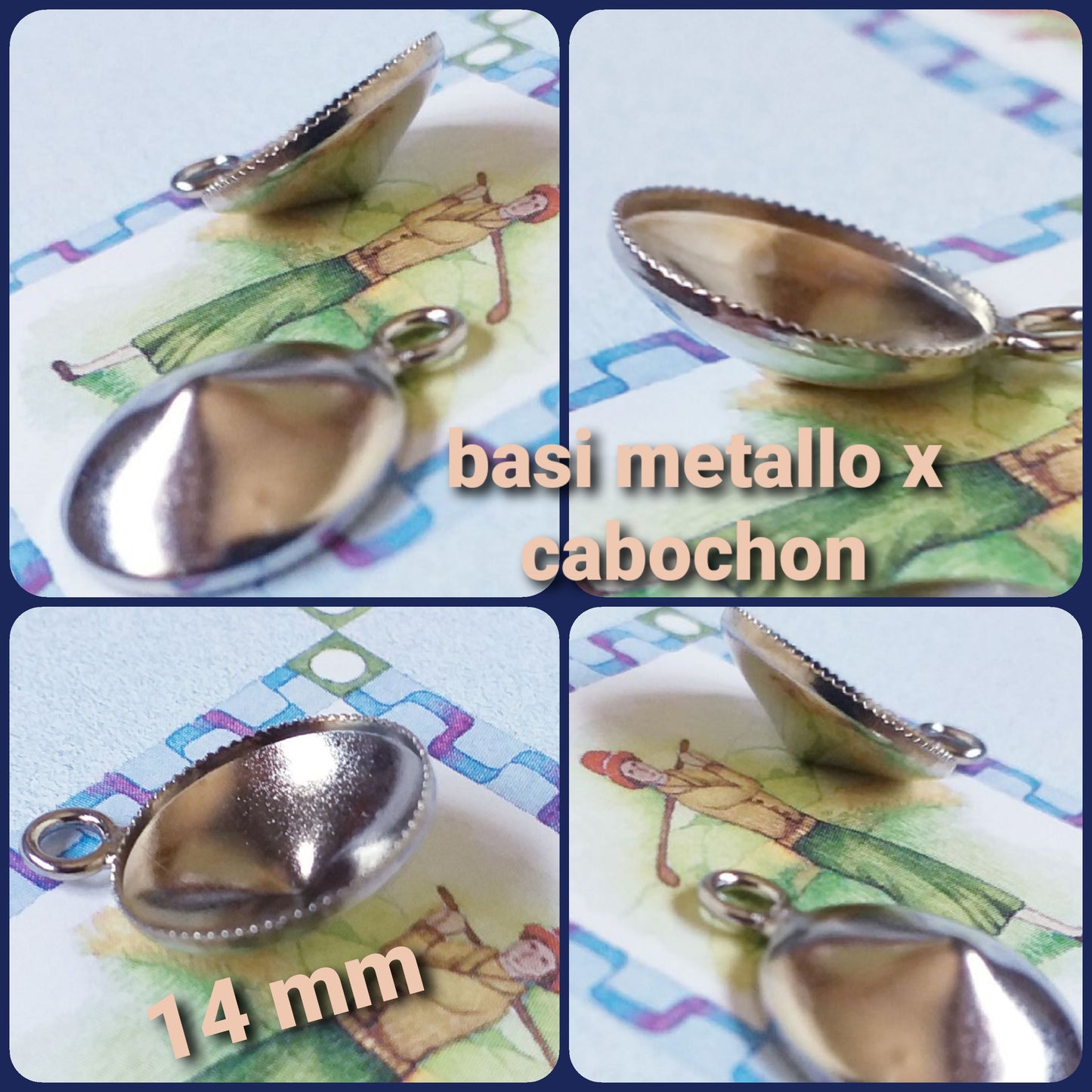 basi bigiotteria per ciondoli di pietre pasta vetro cernit fimo portacabochon a castone di metallo