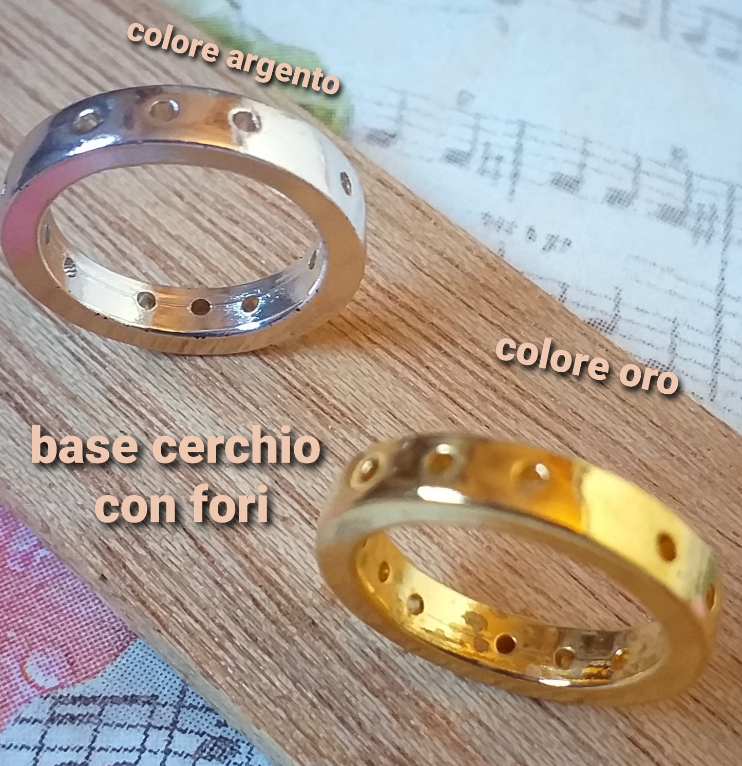 cerchio con fori colore oro argento basi per bigiotteria ciondoli castone metallo porta cabochon