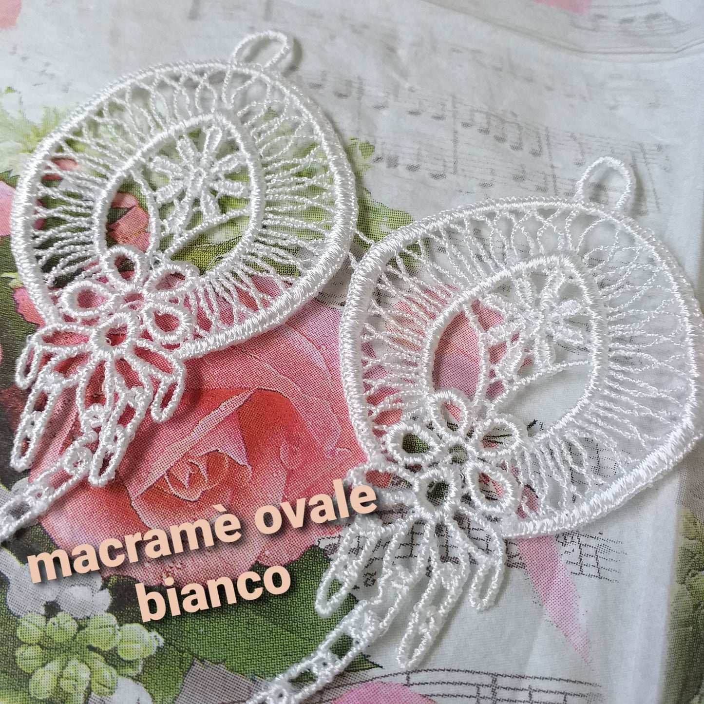 ovali basi per bigiotteria orecchini bijoux ciondoli filigrane macramè bianchi