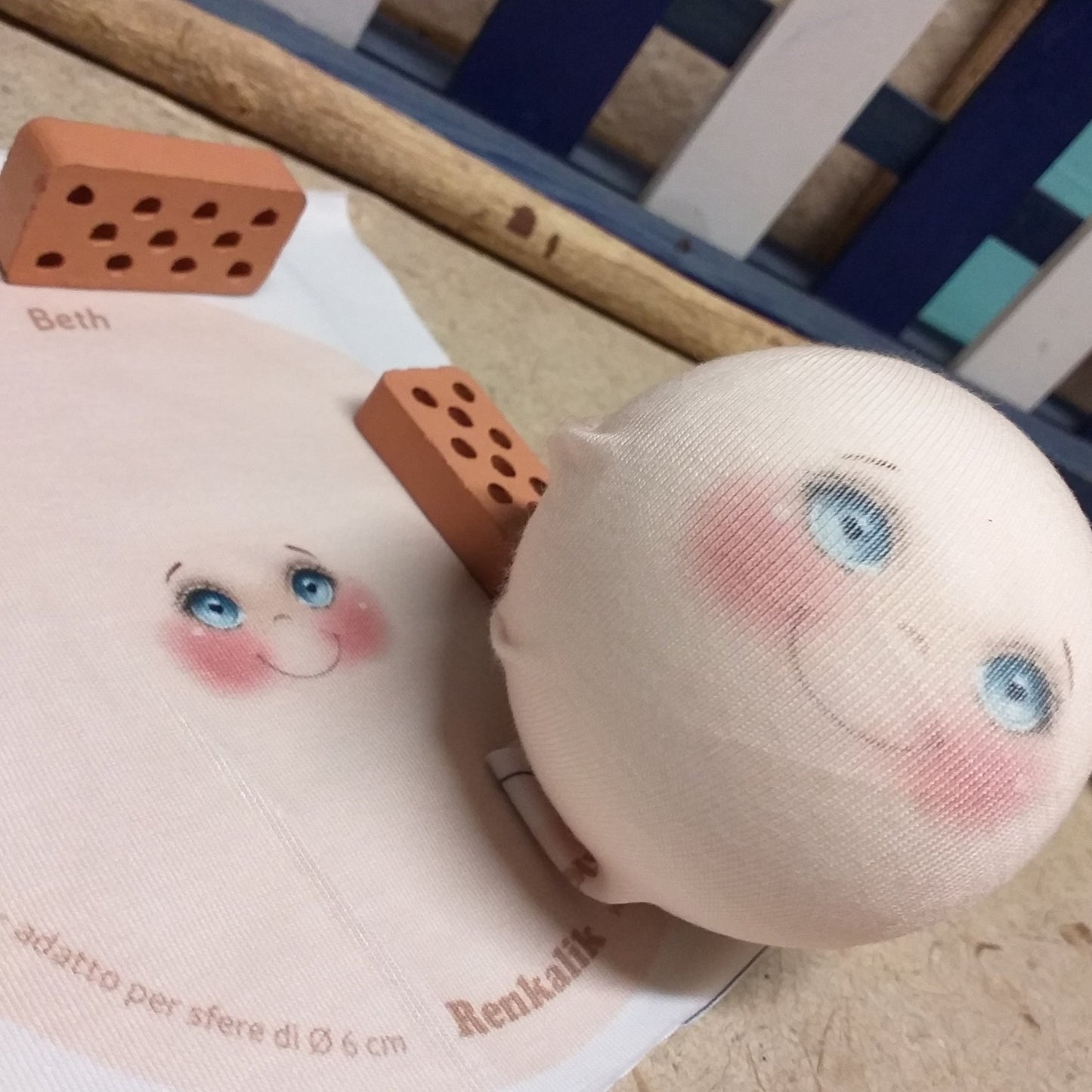 Beth fai da te bambole Renkalik faccina disegnata dipinta di maglina uso creare visi stoffa stampati su tessuto pupazzi angioletti gnomi natalizi