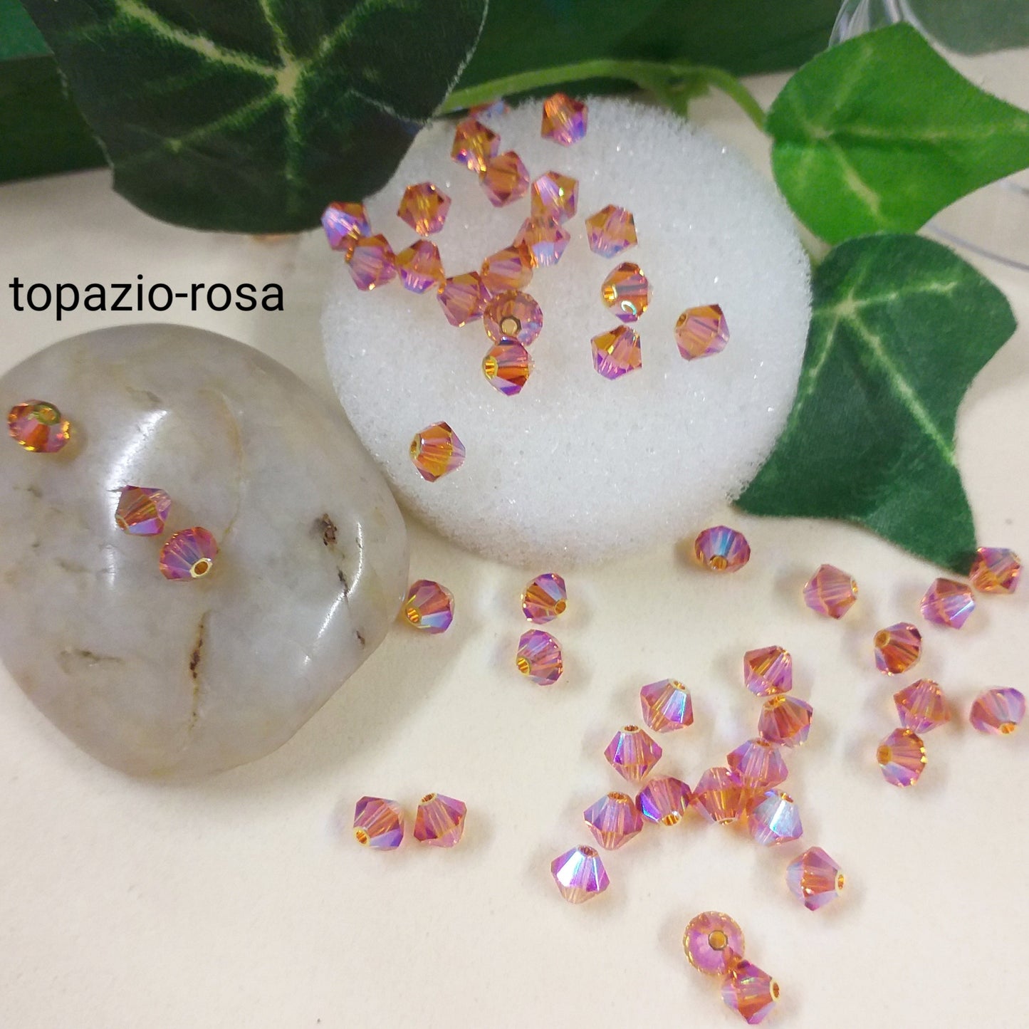 topazio-rosa AB Swarovski bicono 4 mm colori rombi perline bigiotteria fai da te con cristalli uso lavorazioni artigianali anelli orecchini