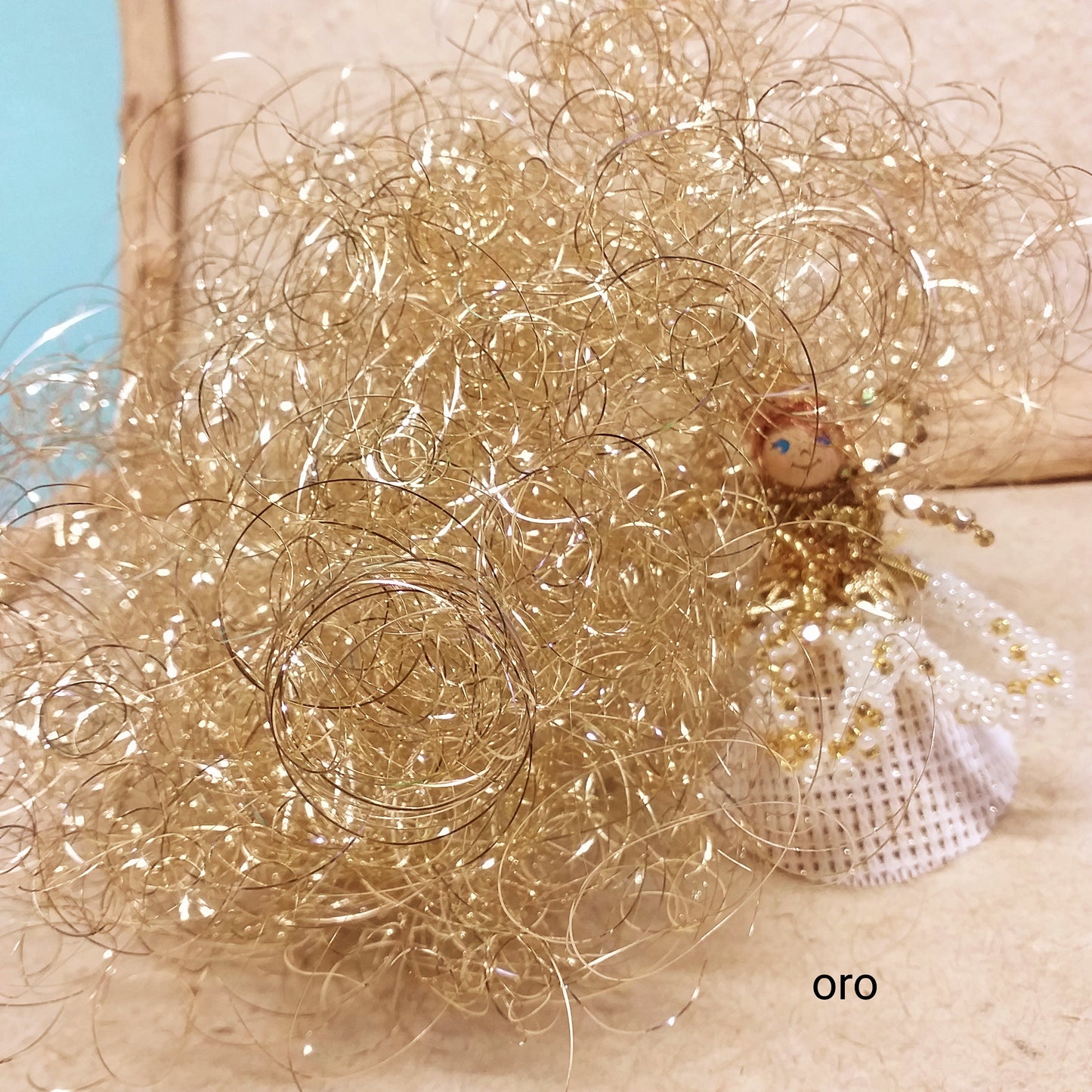 dorati capelli di angelo flowerhair angelhair lametta oro lurex per creazione bambole Natale angioletti natalizi acconciatura uso decorazioni vetrinistica fioristi composizioni centrotavola