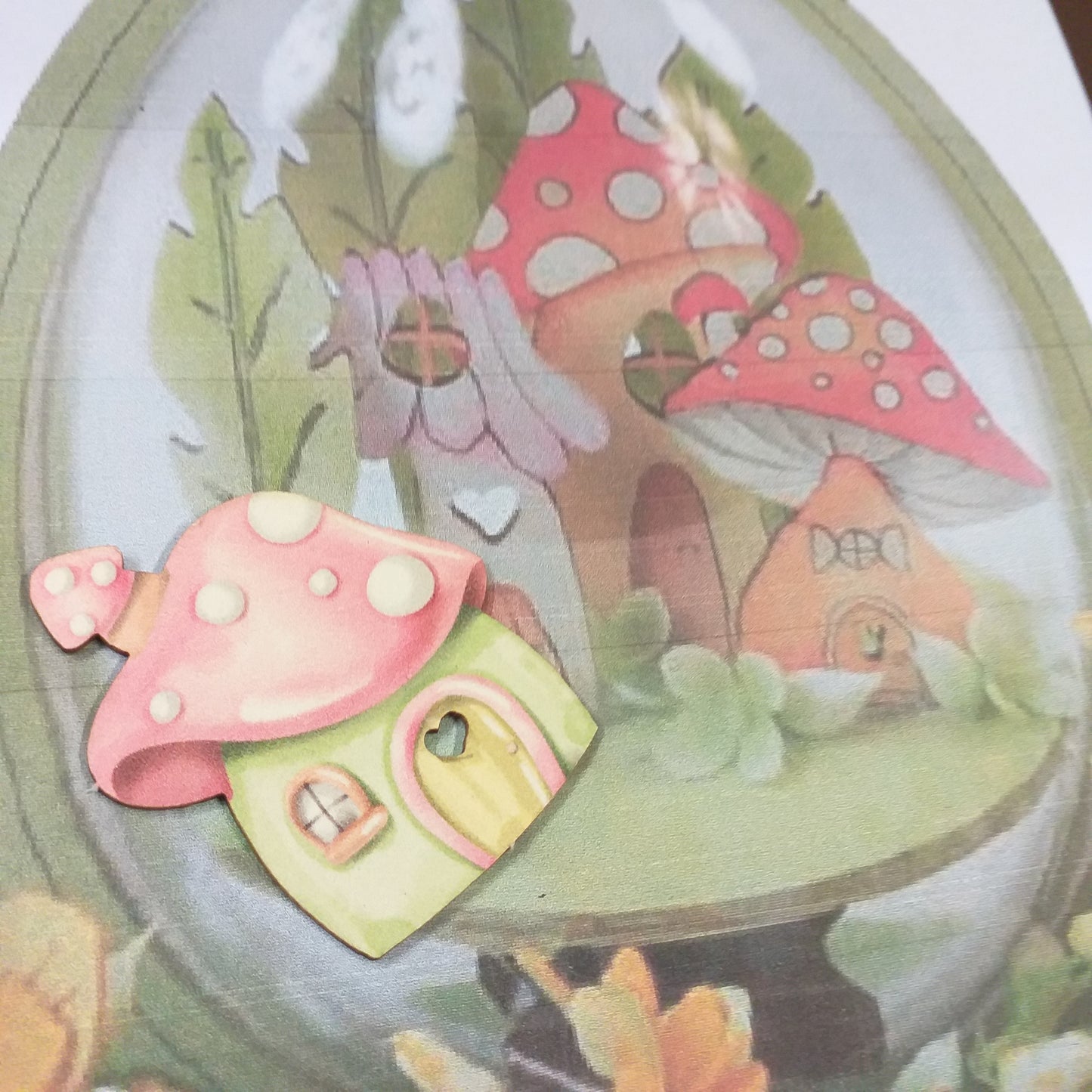 idea fai da te centrotavola pasquale con sagome formine fustellati villaggio bosco funghi pannello sweet wood cartone vegetale figurine da staccare per creare pupazzi e decorazioni bomboniere nascita battesimo pasqua vetrinistica