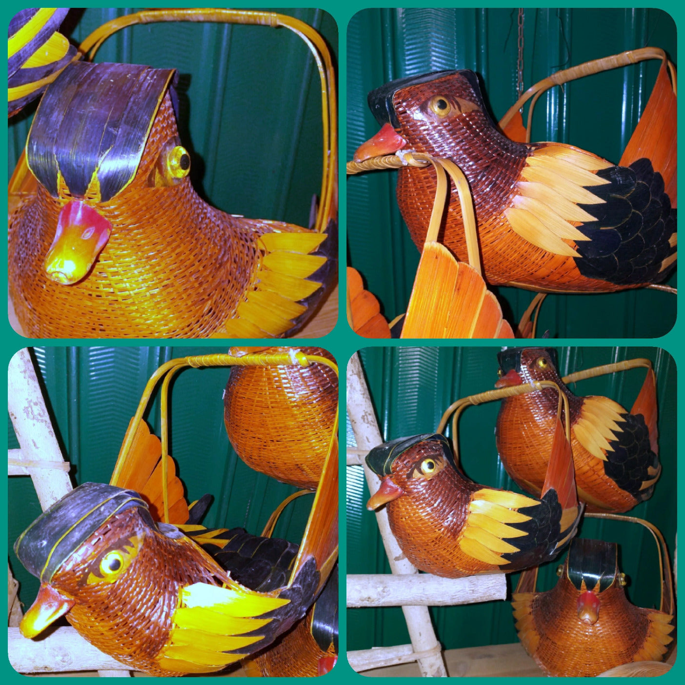 Galline cestini vimini decorativi con manico per confezioni regalo uova Pasquali e Colomba vetrinistica fiorai e decorazioni