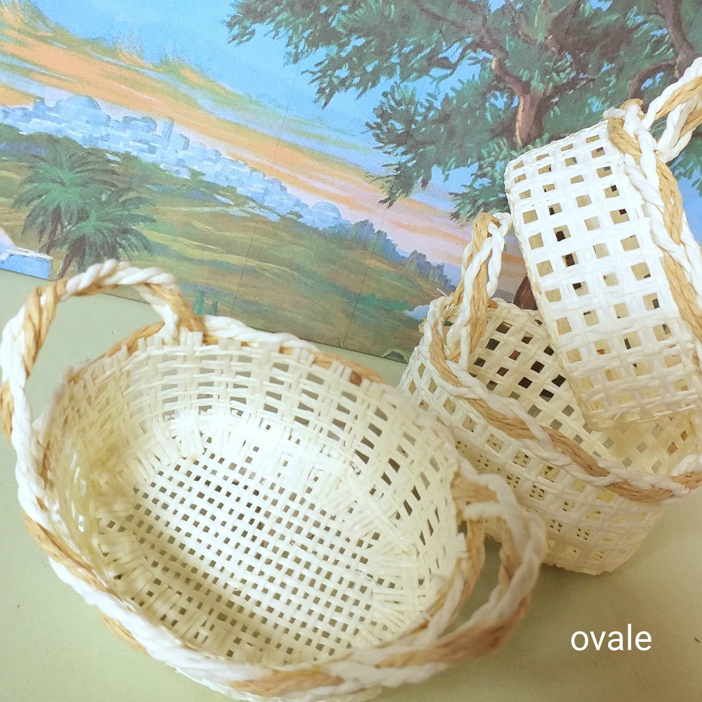 mini cestini piccoli ovali uso per bomboniere portaconfetti di juta corda rafia paglia hobby fai da te confezionamento confetti caramelle packaging decorazioni hobbistica fiori