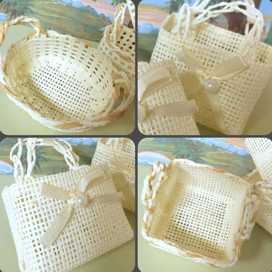 mini cestini piccoli per bomboniere portaconfetti confezionamento packaging di juta corda rafia e borsina sportina per decorazioni hobby fai da te